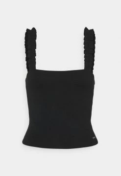 Hollister Co. RUFFLE STRAP CAMI - Top - Black | Damen -Hollister Geschäft 9cbb06e512ad4dff97f3cb71b33bd420