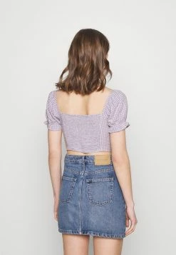 Hollister Co. CINCH TIE - Bluse - White/purple | Damen -Hollister Geschäft 9d15edbd84fd4fa38c851ee518e9da47