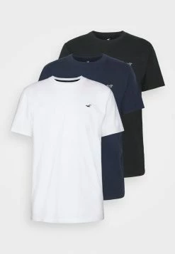 Hollister Geschäft 25 Hollister Co. CREW CORE 3 PACK - T-Shirt Basic - White/black Multi/navy | Herren