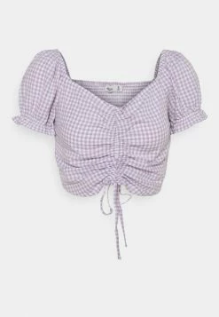 Hollister Co. CINCH TIE - Bluse - White/purple | Damen -Hollister Geschäft b746c5295bcb4ba389d5b1b373b9f152