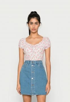 Hollister Co. RUCHED BUST - Bluse - Pink Multi | Damen