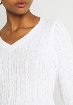 Hollister Co. ICON CABLE V NECK - Strickpullover - White | Damen -Hollister Geschäft db395abb2acd4a739572f6081d3f4822