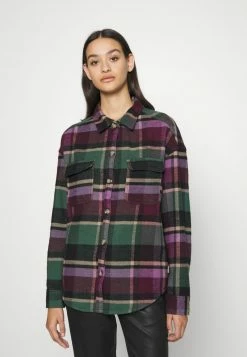 Hollister Co. OVERSIZED SHACKET - Leichte Jacke - Green/brown/multi | Damen