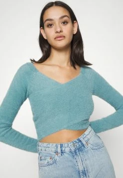 Hollister Co. COSZY WRAP SWEATER - Strickpullover - Smoke Blue | Damen -Hollister Geschäft e3623ca3792e41fdb4ebb089437a931f