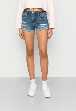 Hollister Co. DARK DESTROY - Jeans Shorts - Dark Blue | Damen