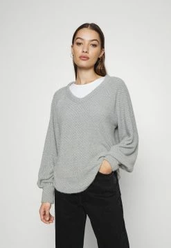 Hollister Co. EYELASH V NECK - Strickpullover - Grey | Damen
