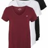 Hollister Co. EASY BASIC 3 PACK - T-Shirt Basic - White/black/burg | Damen -Hollister Geschäft eef4796676b04b4499d93d8efd9c3845