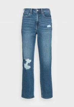 Hollister Co. KNEE VINT - Jeans Straight Leg - Blue | Damen -Hollister Geschäft f04d66c8ba124b97aa4ea83a78dbaa0c