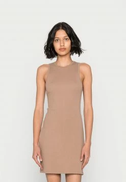 Hollister Co. HIGH NECK EXPOSED SEAM SHORT DRESS - Strickkleid - Brown Solid | Damen