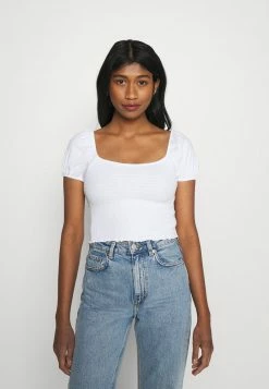 Hollister Co. CAP SLEEVE SMOCK - T-Shirt Print - White | Damen